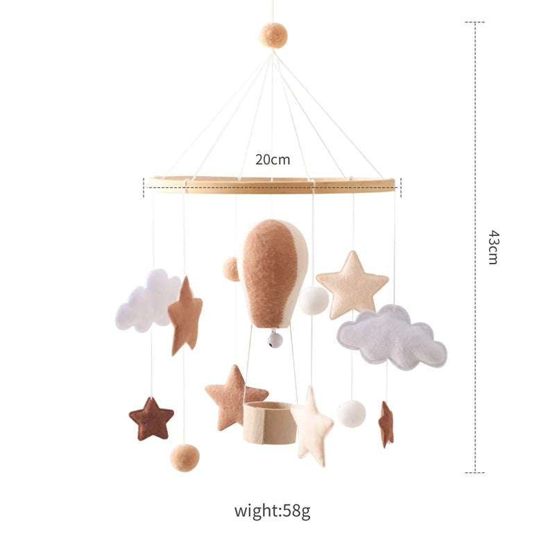 Hot Air Balloon Wooden Baby Crib Mobile – Musical Bed Bell & Rattles for Newborns 0–12M - I YAN