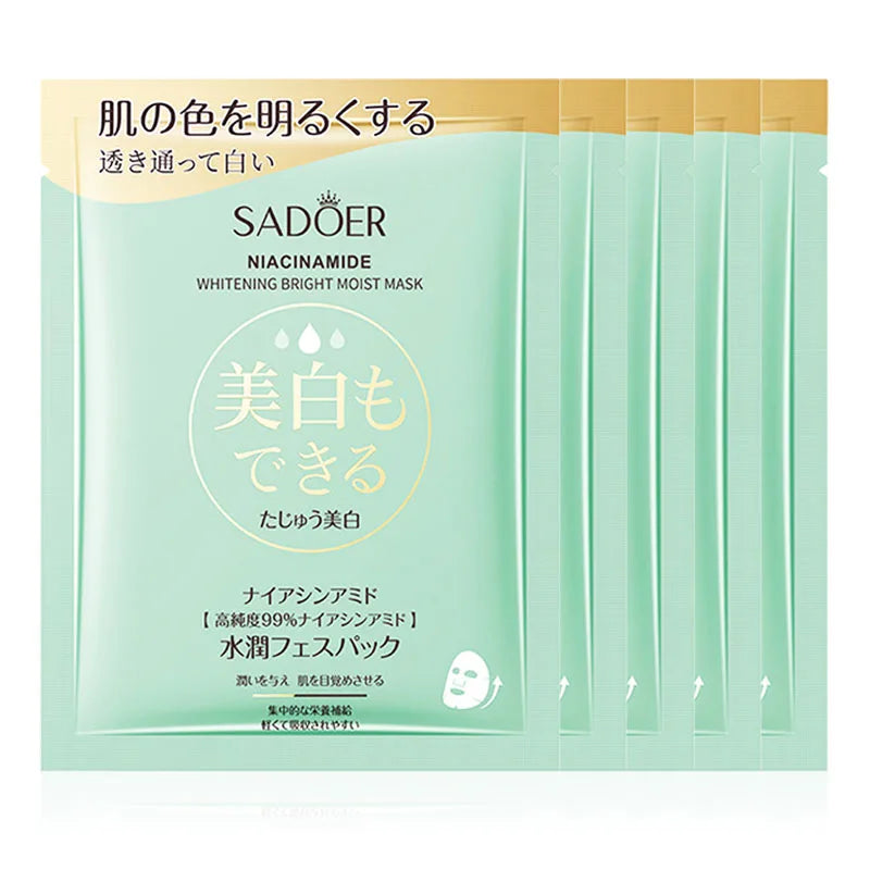 5/10pcs SADOER Nicotinamide Facial Masks for Face Moisturizing Brightening Firming Hydrating Face Mask Anti Wrinkle Skin Care