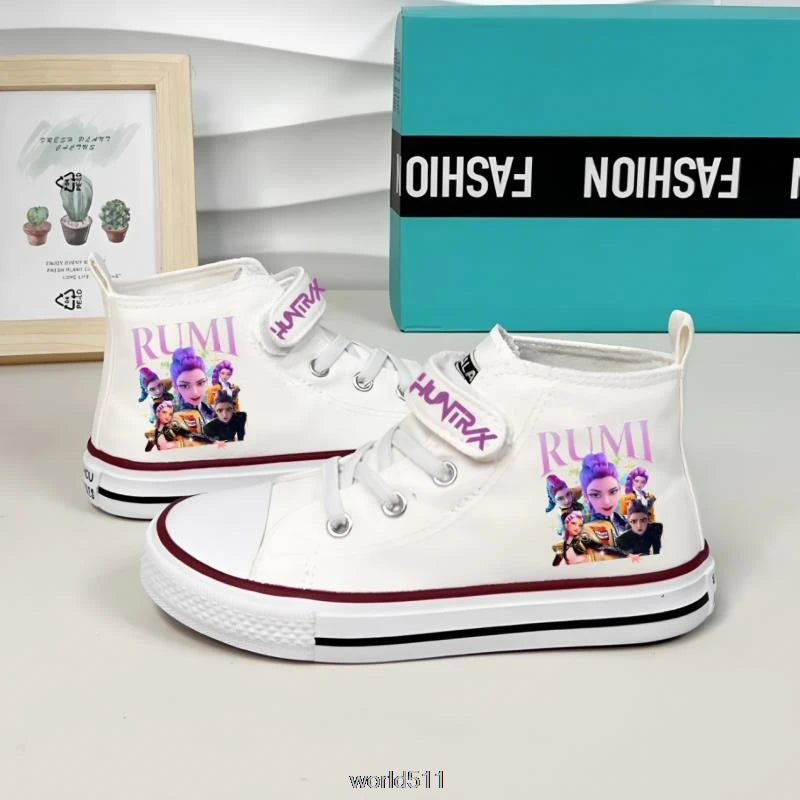 Children's Canvas Sneakers KPop Demon Hunters Fashion Student Shoes Boys Girls Outdoor Sport Shoes Sneakers Kids Casual Shoes
