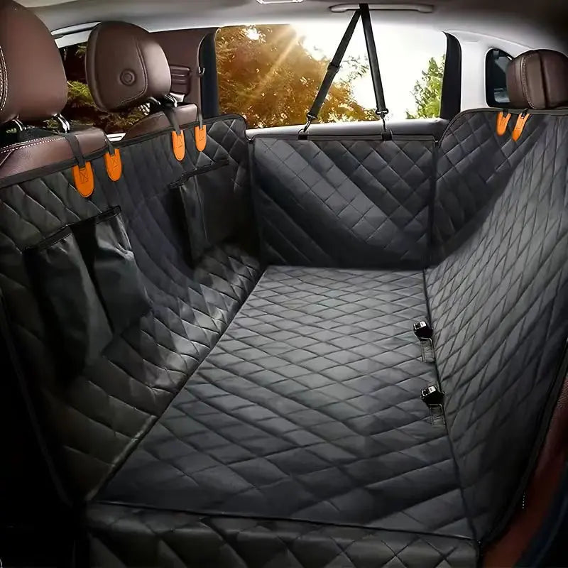 Waterproof dog car seat cover by I YAN, hammock style with nonslip, scratch-proof, durable soft fabric for back seats in cars and trucks.