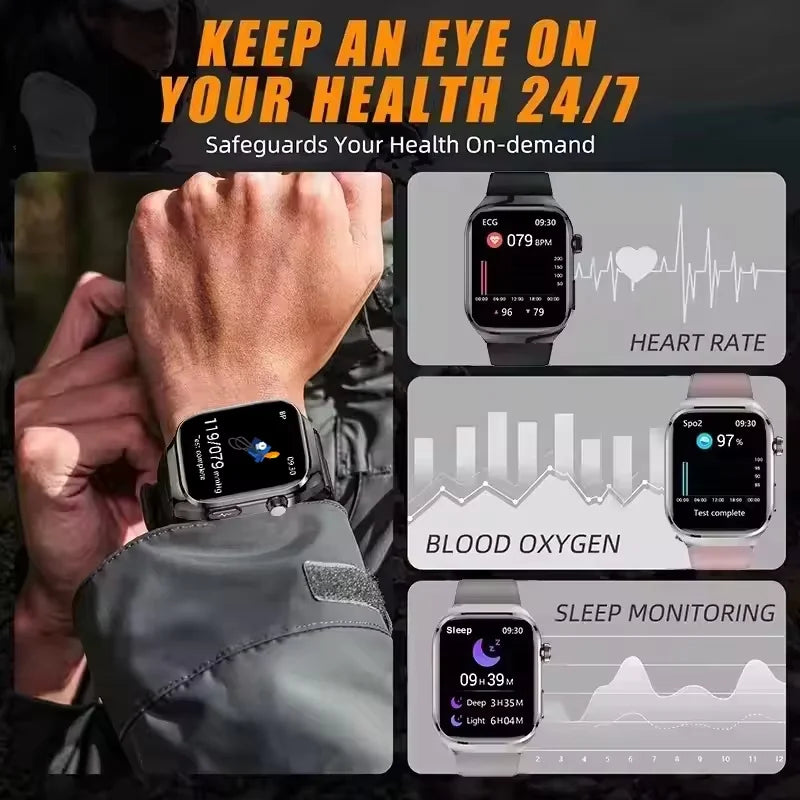 I YAN micro physical examination smartwatch for men with body fat, uric acid, five organ health, Bluetooth call, smart bracelet display