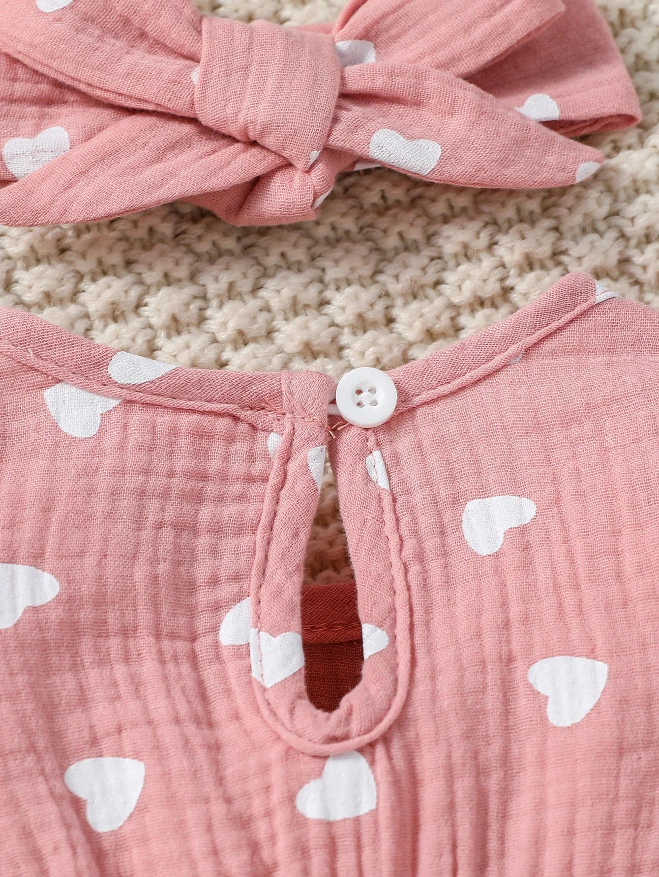 Baby Girl's All Seasons Long Sleeve Print Floral With Bow Daily Jumpsuit For Newborn-6M Clothes +Headband