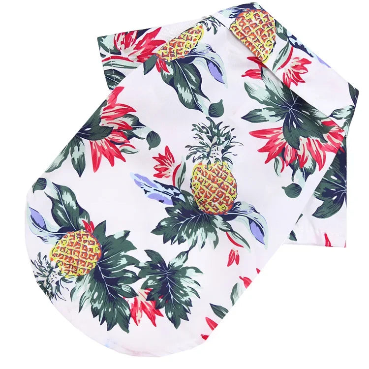 Cute Hawaiian style pet dog shirt by I YAN, summer sand beach design for small and medium dogs, puppy and cat clothing.