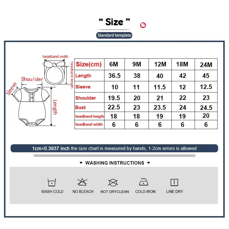 Baby Girl Clothes Sets Cotton Bodysuit +Headband Short Sleeve Newborn Baby Girl Jumpsuit Summer Solid Color 6-24Months Bebes