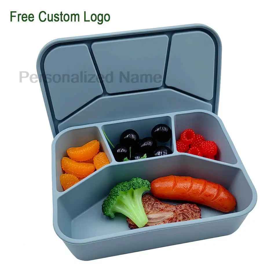 Silicone Bento Lunch Box | 4-Compartment Leakproof Food Container for Kids & Adults - I YAN