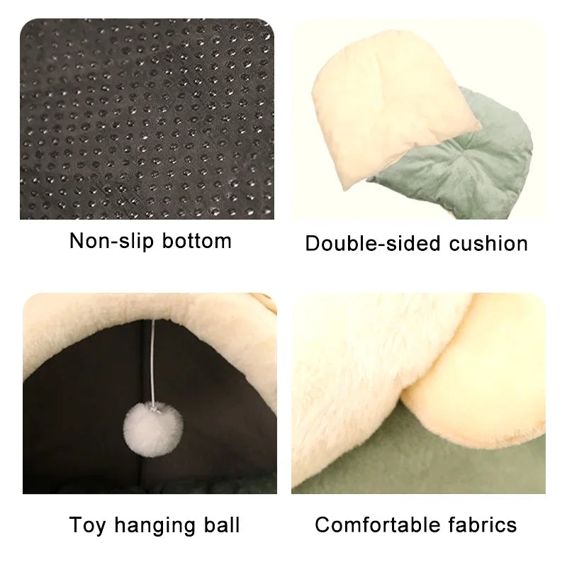 Deep Sleep Cat Bed Cartoon Pet Bed Foldable Removable Washable Pet Sleeping Bed for Small Dog Mat Bag Cave Cats Bed
