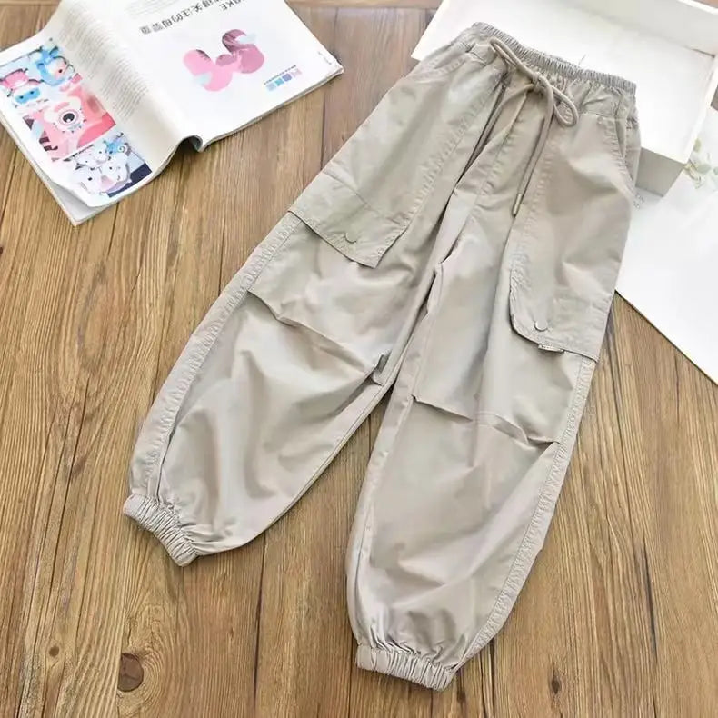 Autumn Clothes Fashionable Kids Cargo Joggers Elastic Ankle Pants Casual Trousers Light Breathable Summer Trendy Outfit