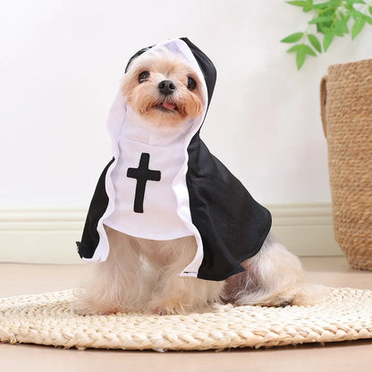Funny Halloween Cat Cosplay Costumes Dress Up Party Kitten Jesus Nun Clothes for Small Medium Dogs Cats Puppy Pet Accessories