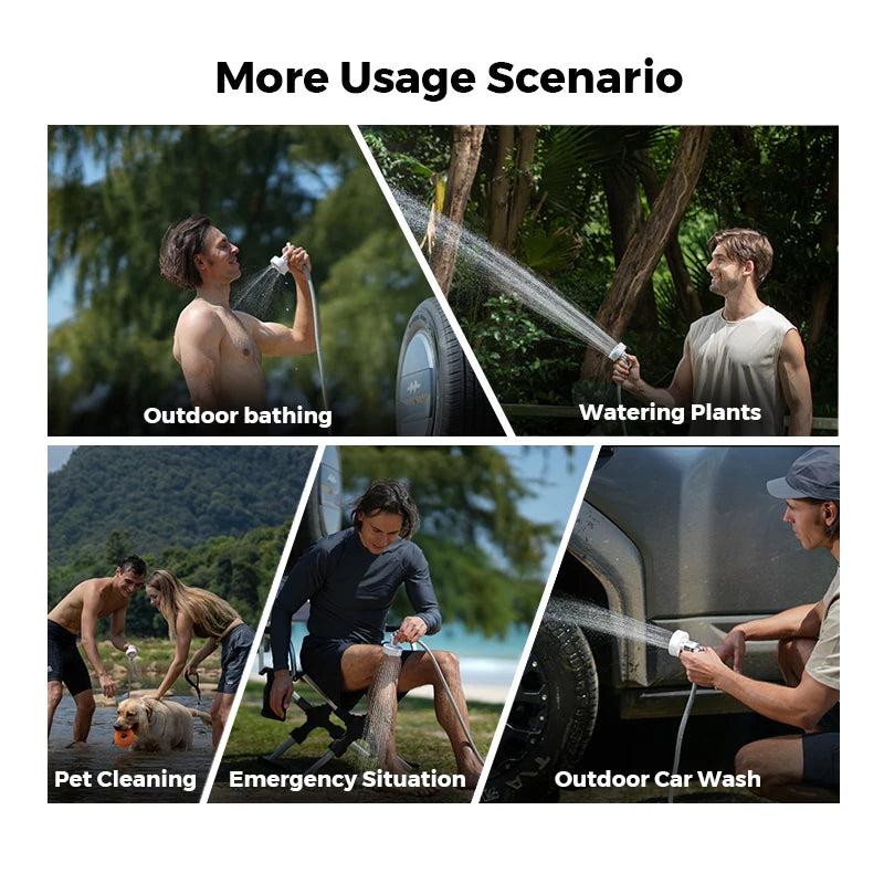 Outdoor Camping Shower Portable without Box Electric Shower Pump IPX7 Waterproof for Outdoor Shower, Car Wash, Dishwash