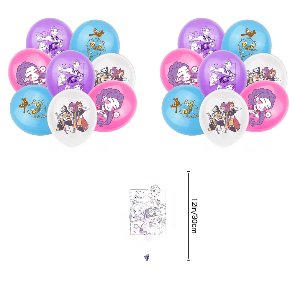 K-Ppop Demon Hunter Disposable Tableware Set Paper Cups And Cake Topper for Birthday Christmas Party Supplies Favors Gift Bag