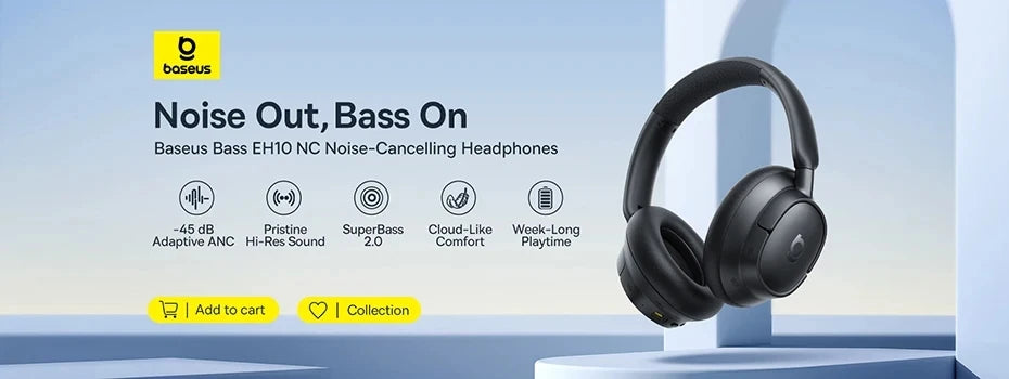 Baseus Inspire XH1 Sound by Bose ANC Wireless Headphone Bluetooth 6.1 48dB Adaptive Noise Cancellation Headset Hi-Res LDAC 100Hr