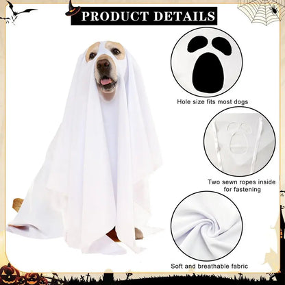 Halloween Ghost Dog Costume – Spooky Pet Cloak for Dogs