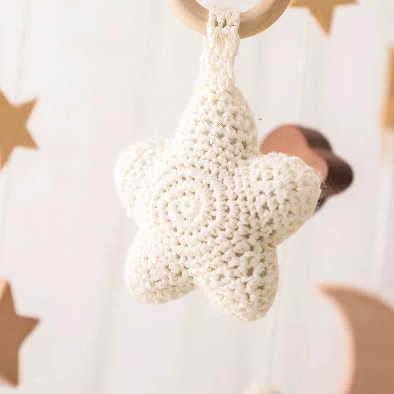 Baby Cloud Crib Mobile with Musical Box – Wooden Rattle Toy for Newborns 0–12M - I YAN