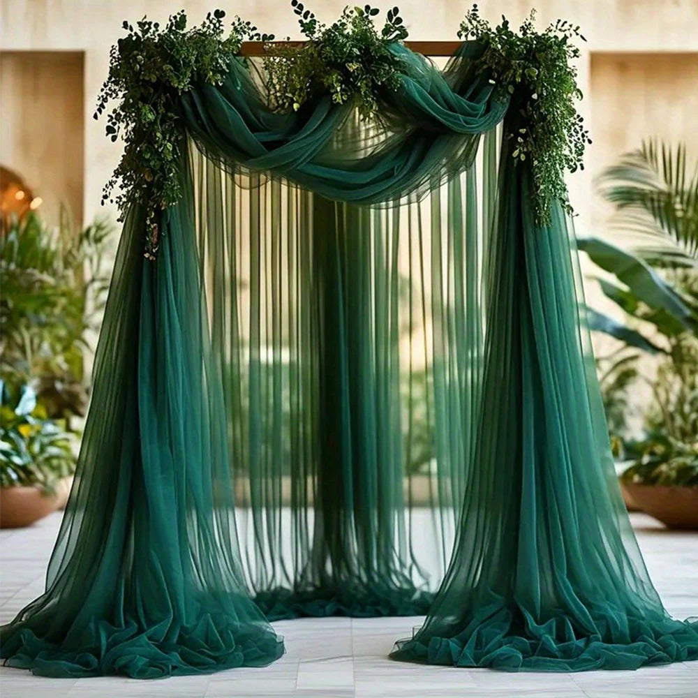 Mesh Gauze Backdrop Curtain Parties Wrinkle Free Photo Curtains Backdrop Drapes Fabric Decoration for Birthday Party Wedding