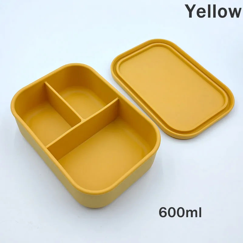 Silicone Bento Lunch Box 3 Compartments – Leakproof BPA Free Kids Food Container - I YAN