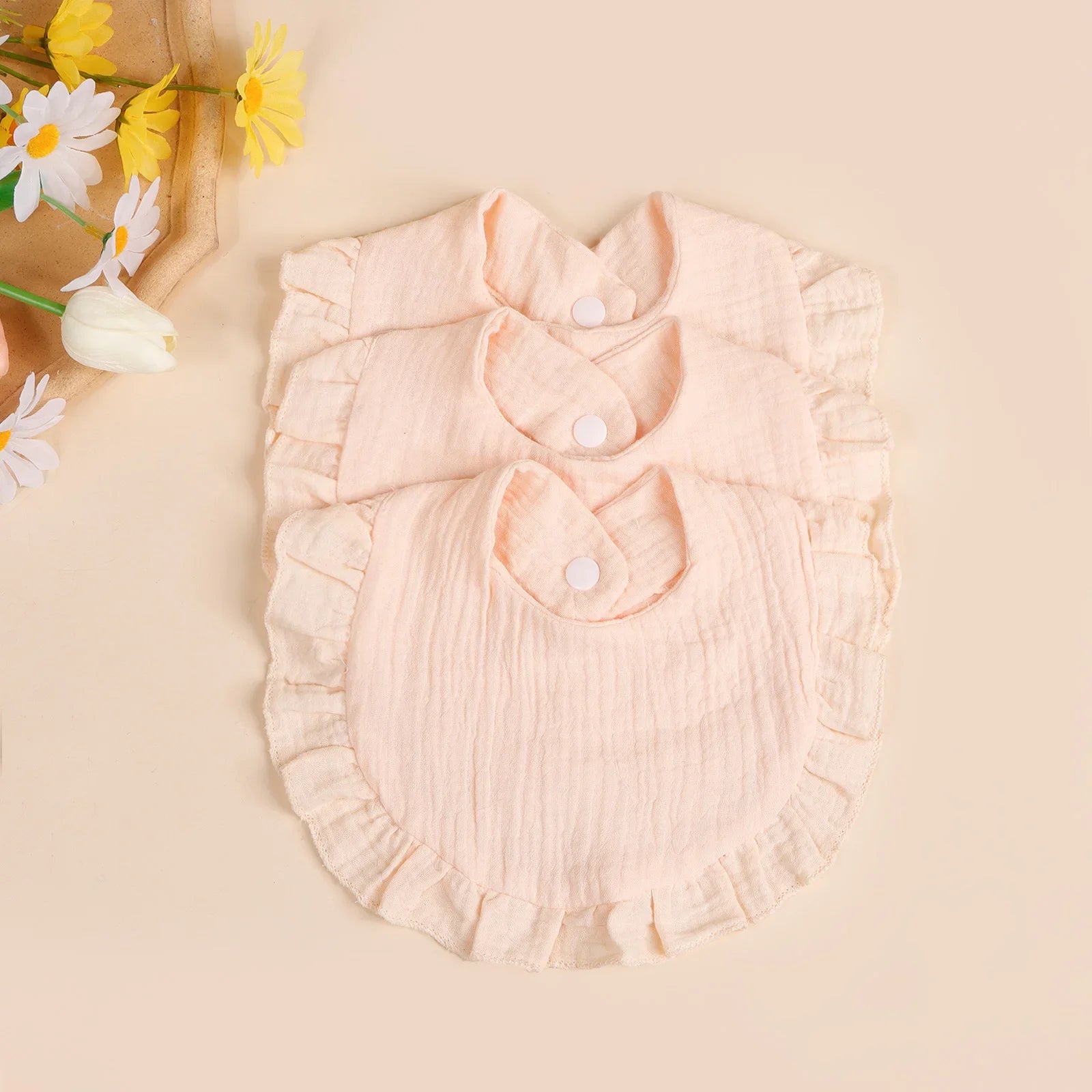 TDHD Baby gauze bibs, sets of 2, 3, or 4, Made of soft cotton,suitable for both boys and girls for drooling and teething.