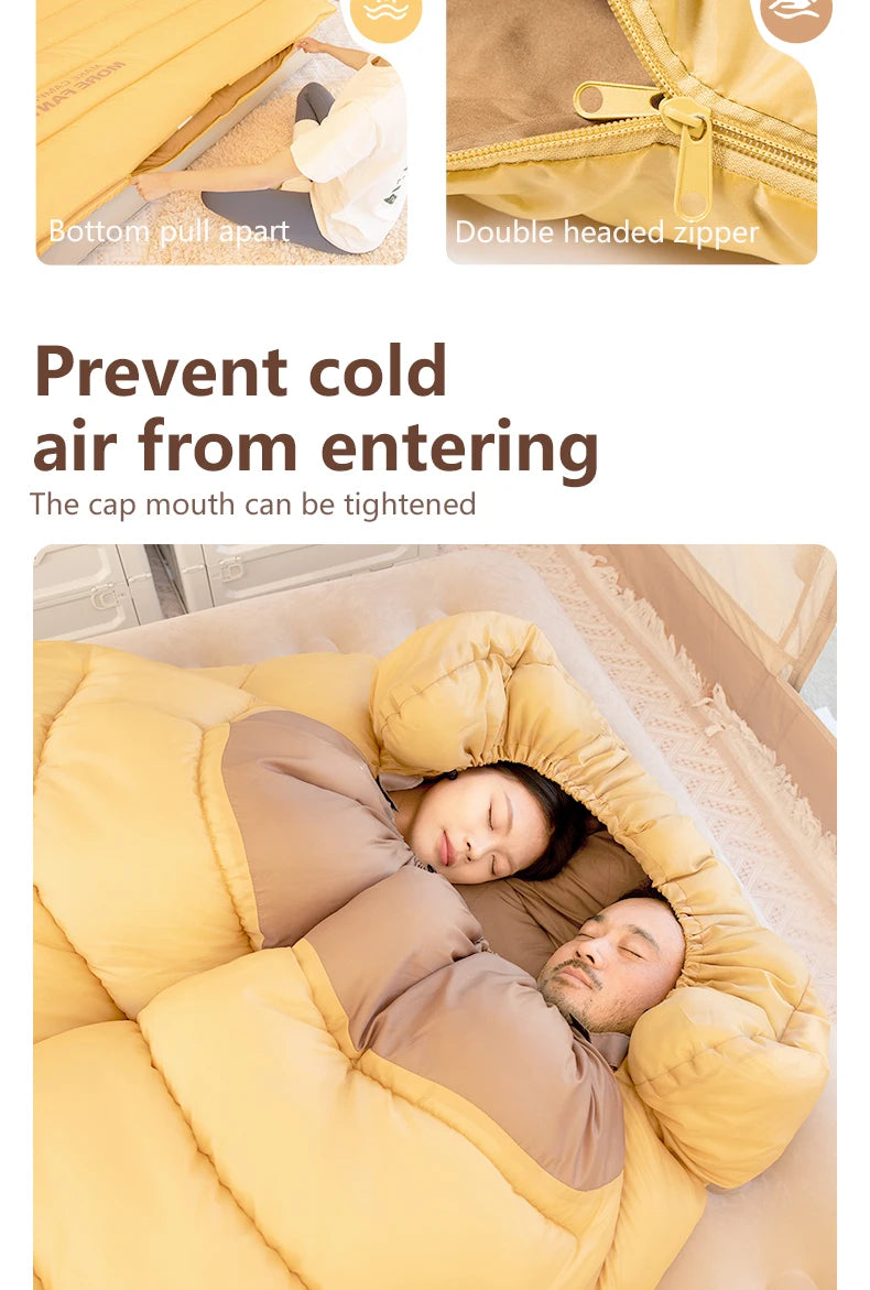 2 Person Camping Sleeping Bag Four Seasons Portable Winter Sleeping Bag for Outdoor Camp Travel Hiking