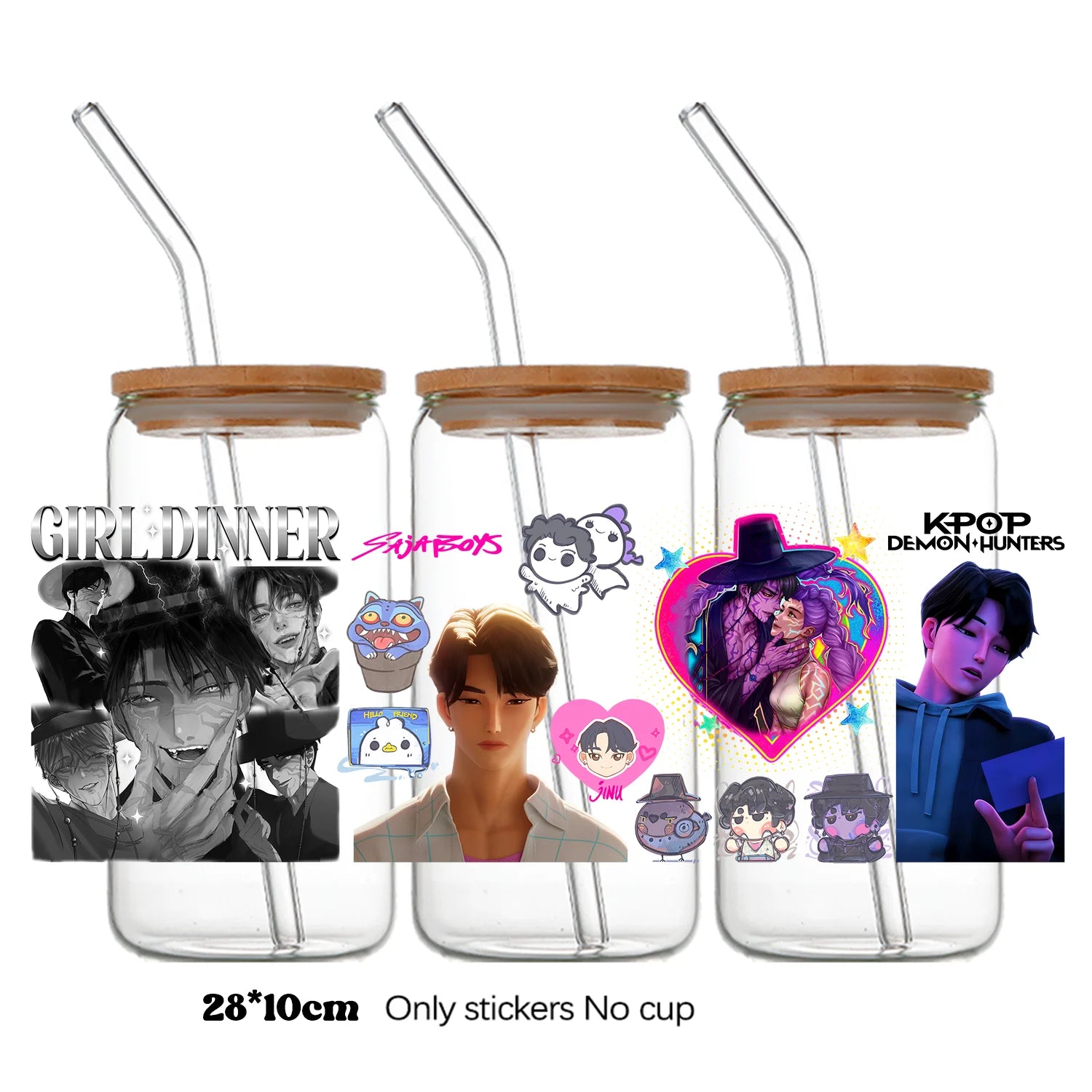 Demon Hunters UV DTF crystal sticker by I YAN, 10x28cm bottle and cup wrap decal with demon hunter design.