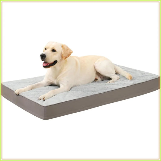 Gray I YAN orthopedic dog bed with egg crate foam, waterproof washable cover, 35x22 inches for comfort and support.