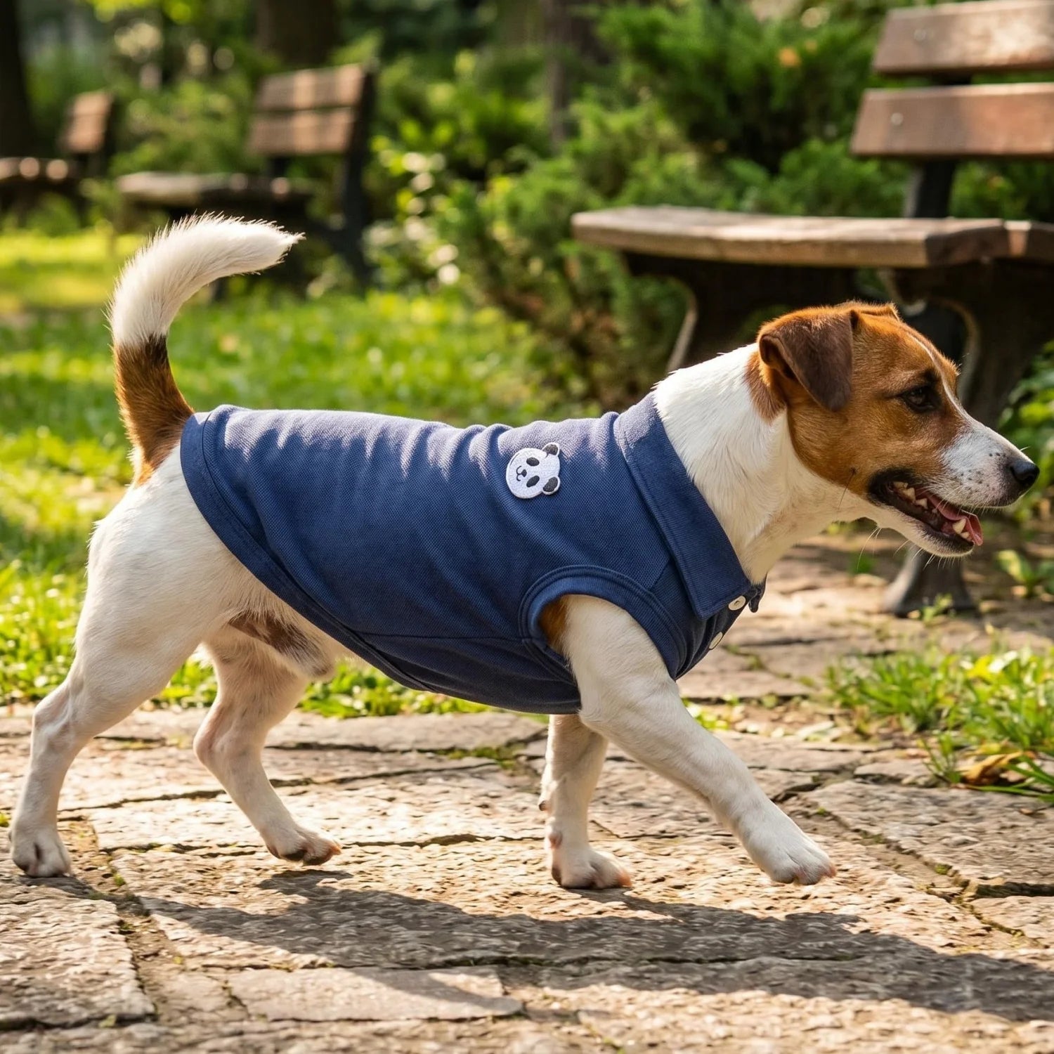 Panda Embroidered Pet Polo Shirt Soft Breathable Sleeveless Dog Clothing Daily Walking Outfit For All Small Medium Breeds