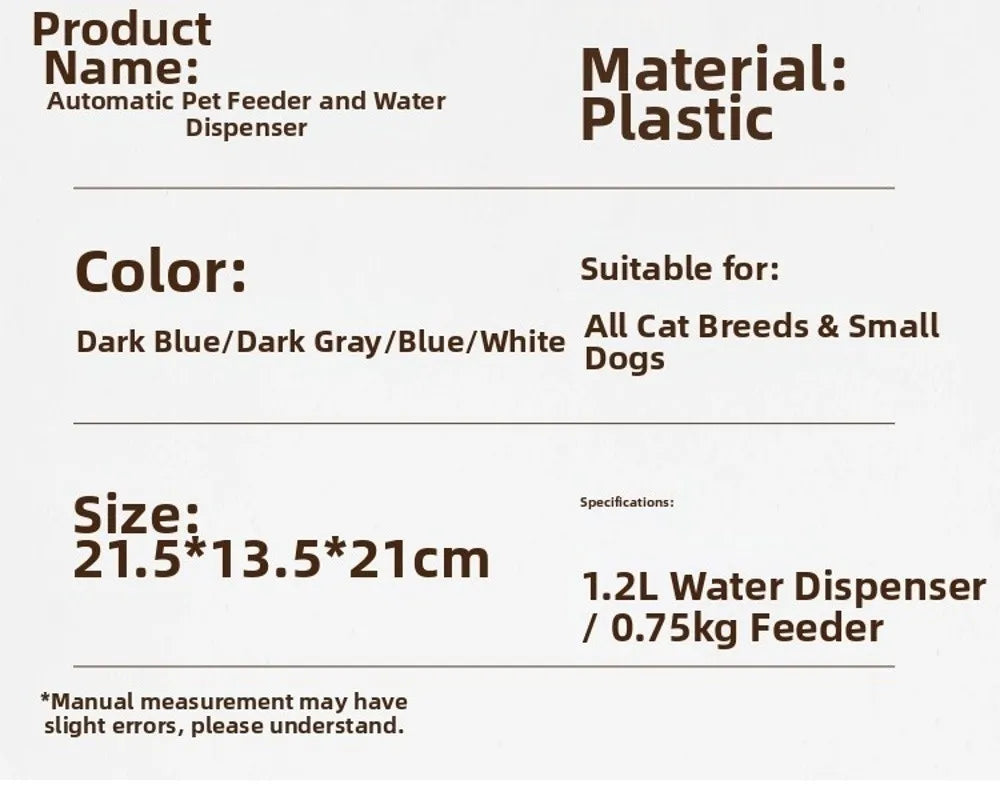 1.2L/1.5L Pet Automatic Feeder Plastic 2 Styles Cat Dog Water Dispenser Feeder Set Large Capacity 3 Colors