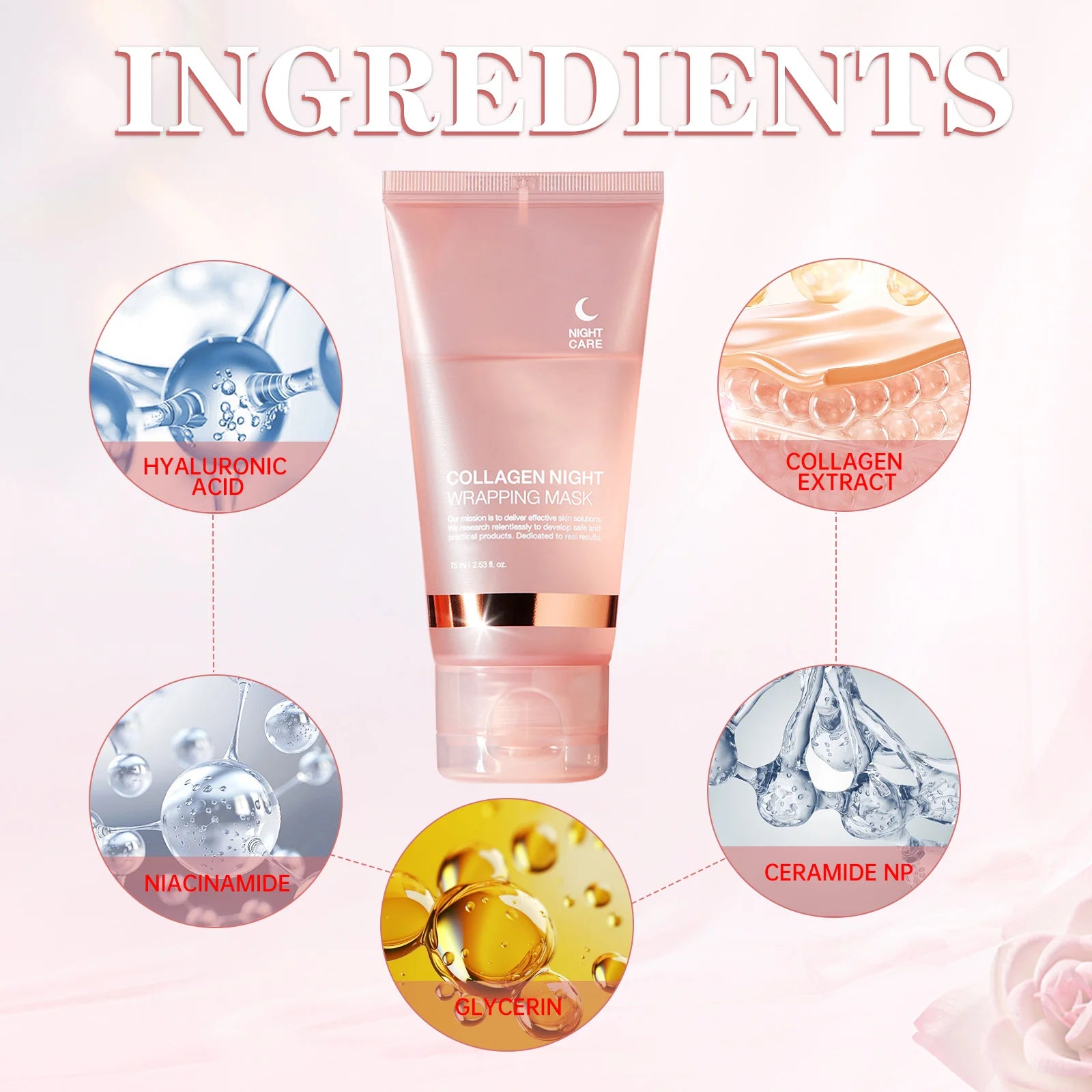 Collagen Overnight Wrapping Mask 75ml for 8H Intensive Repair, Anti-Aging & Firming Treatment with Intense Hydration