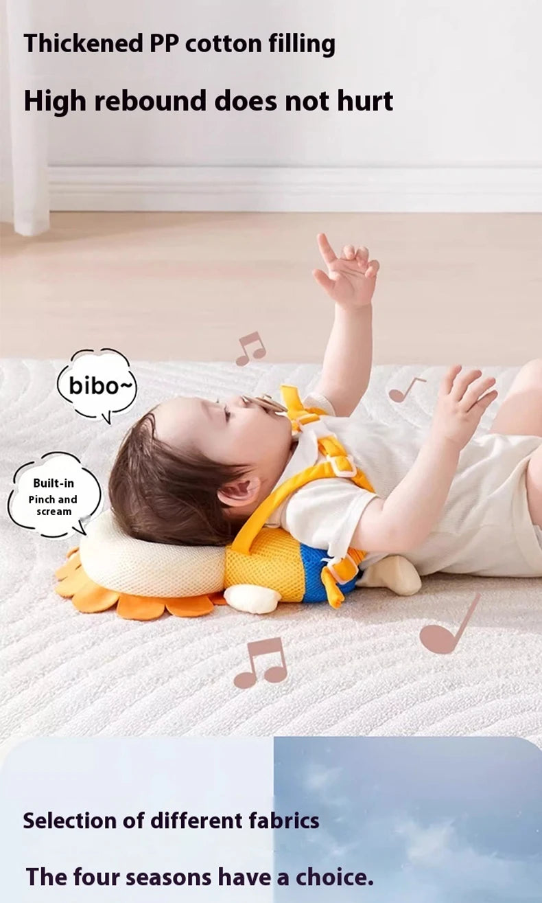 Baby head protector pillow by I YAN featuring cartoon backpack design, toddler safety cushion for walking and newborn anti-fall support