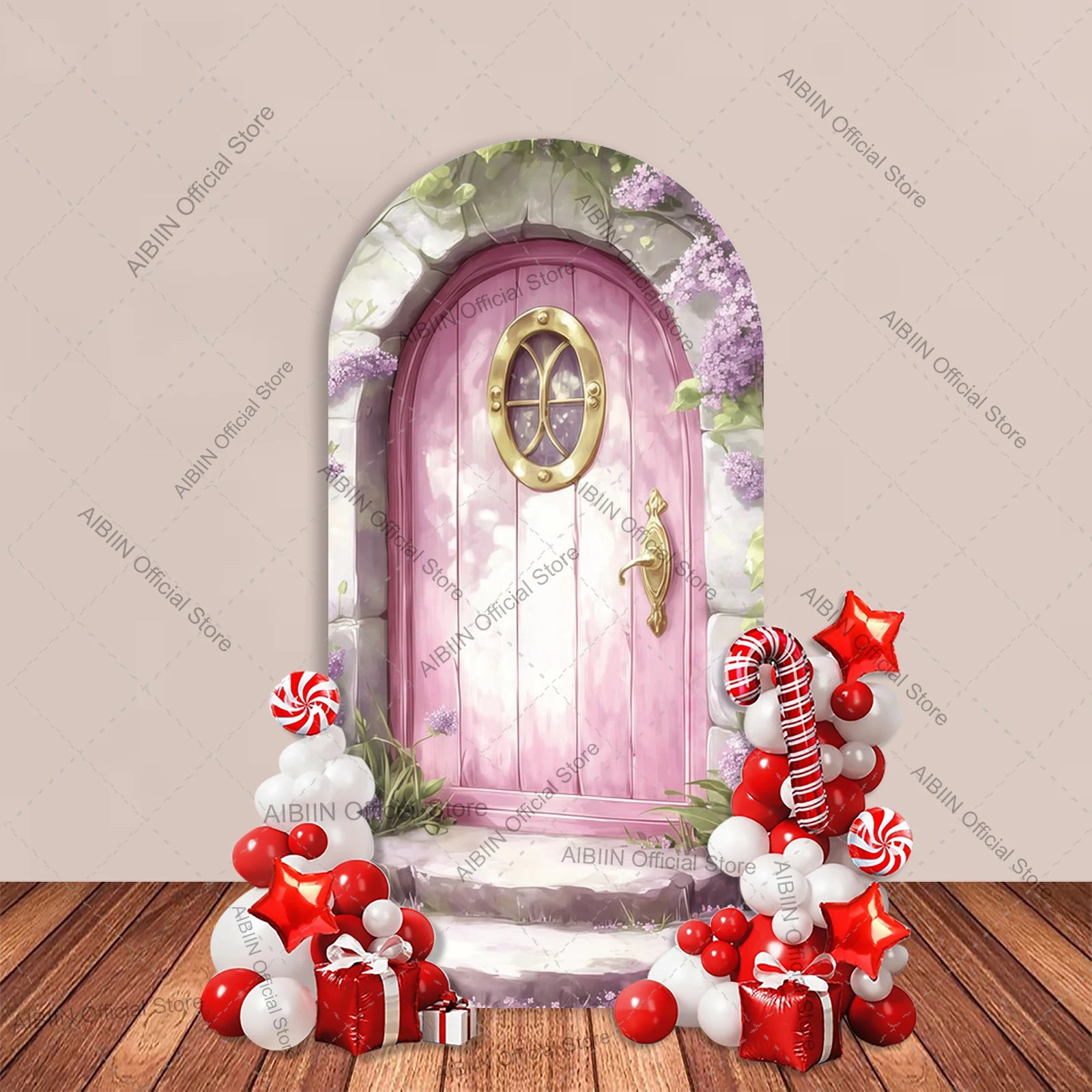 Butterfly Fairy First Birthday Arch Backdrop Cover Mushroom House Door Pink Floral Wonderland Girl Cake Baby Shower Party Decor