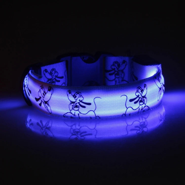 Bright LED dog collar by I YAN with luminous nylon design, enhancing nighttime visibility and safety for pets.
