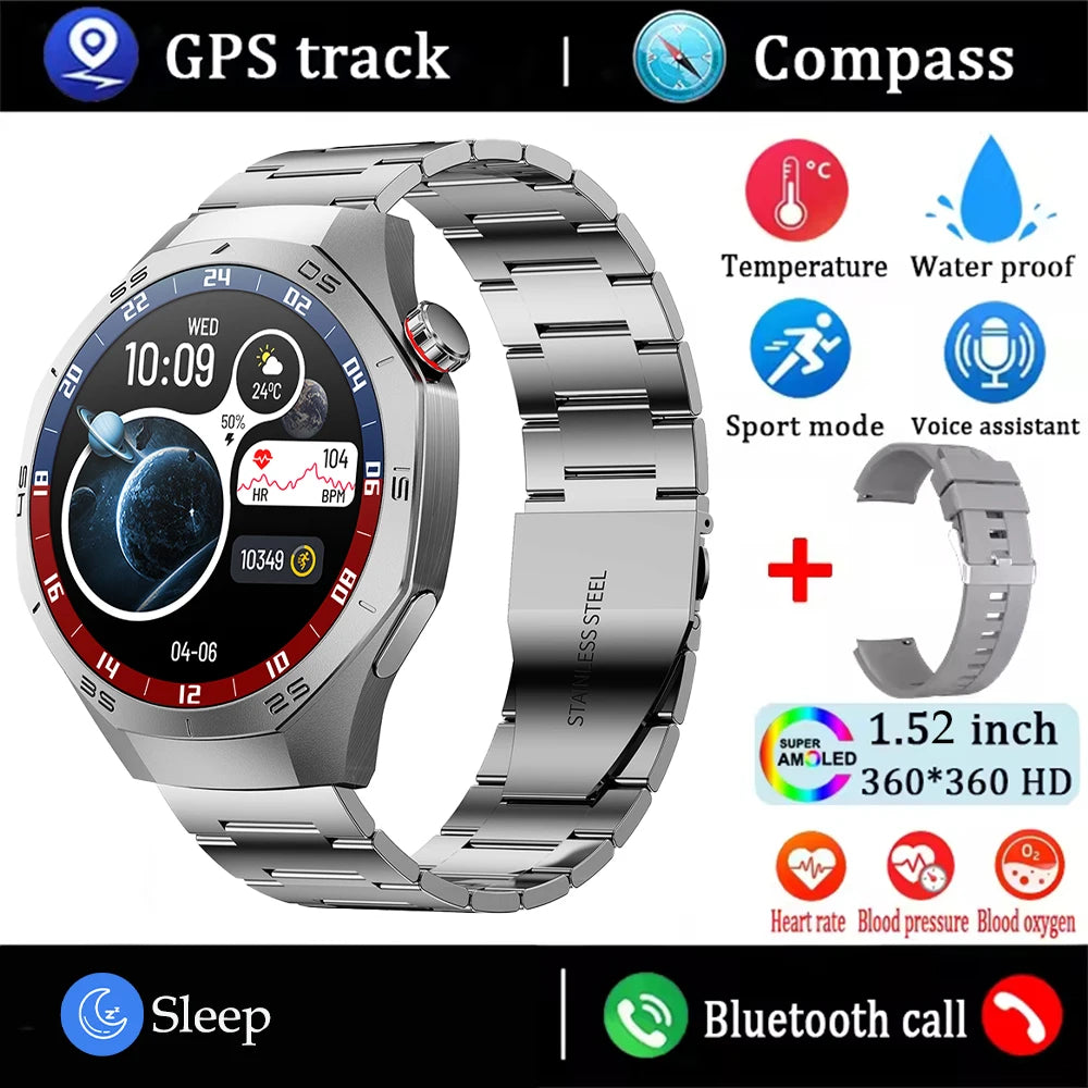 Android and ios Smart Watch Men AMOLED Screen GPS Motion trajectory Heart Rate Bluetooth Calls SmartWatch Waterproof