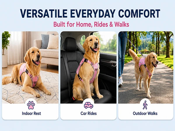 Pink I YAN dog cooling vest harness with 4 ice packs and adjustable straps for large dogs, providing over 180 minutes of cooling.