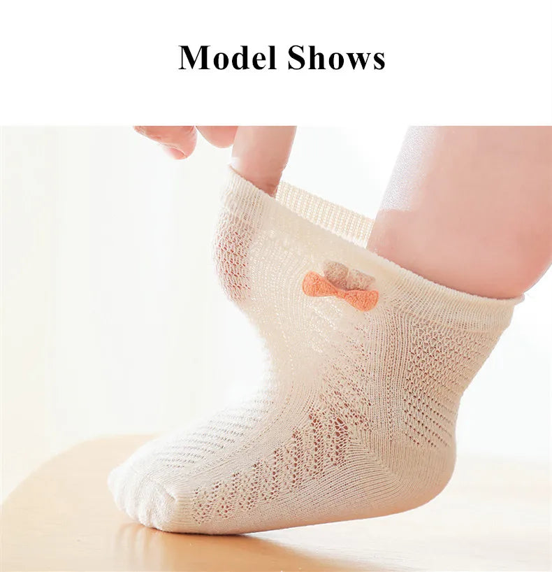 4Pairs/Lot Summer Baby Mesh Thin Socks Cartoon Soft Cotton Newborn Sock Princess Infant Toddler Girls Cute Breathable Socks