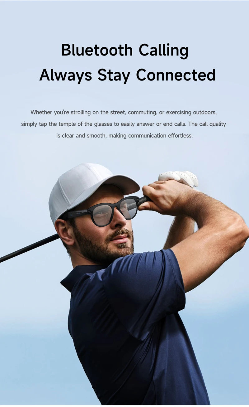 2026 New 500W Pixel Smart Glasses AI Cam Recognition Photography Video Record Bluetooth Call Music Playback Voice Wake Up New