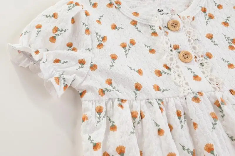 Baby Girl Clothes Sets Cotton Bodysuit +Headband Short Sleeve Newborn Baby Girl Jumpsuit Summer Solid Color 6-24Months Bebes