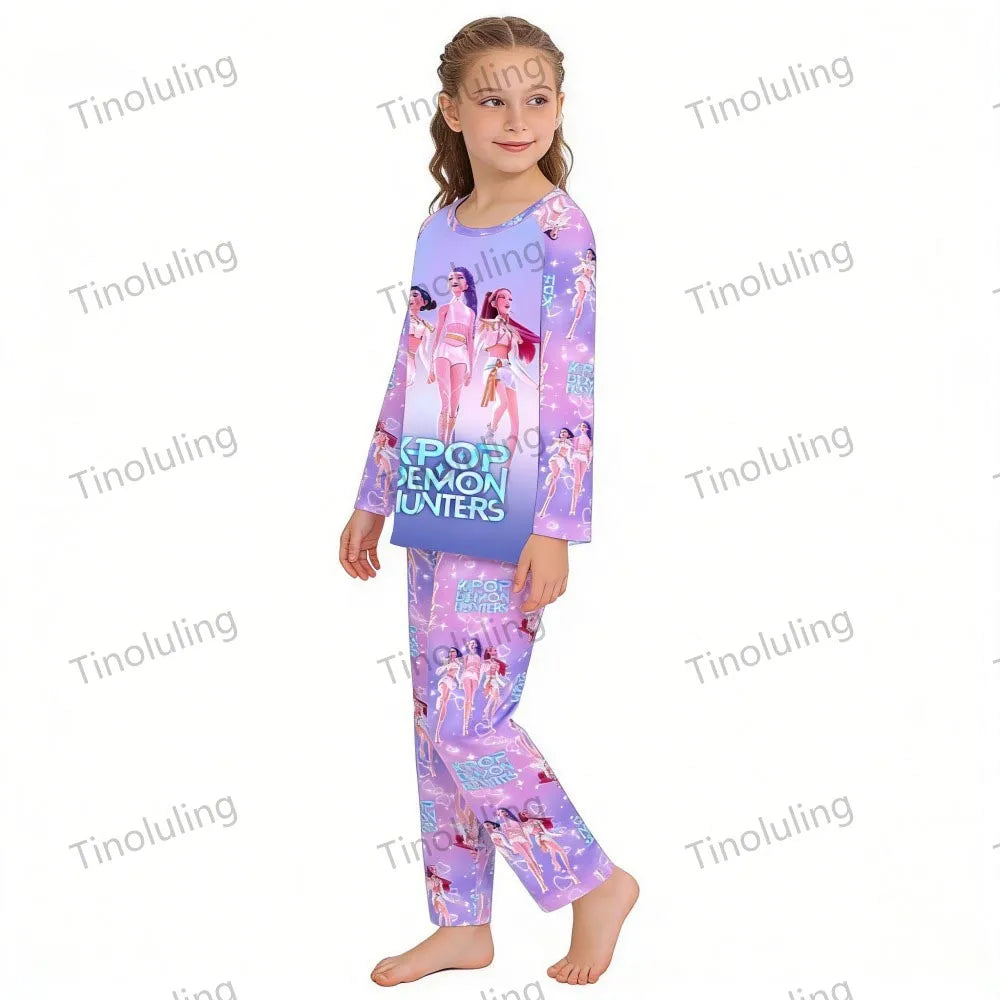 KPop Girls Pyjamas Suit Kids Pajamas Set Long Sleeve Girls Clothing 2pcs Children's Sleepwear Cartoon Boys Nightwear 3-14Y