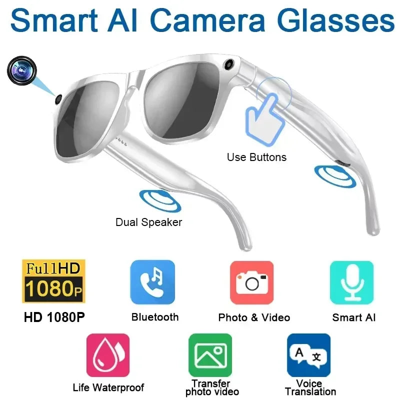 Lenovo 100MP Camera 8K HD Smart Glasses Chat GPT 260mAh Battery Bluetooth Call Voice Assistant Control Smart Glasses for Men