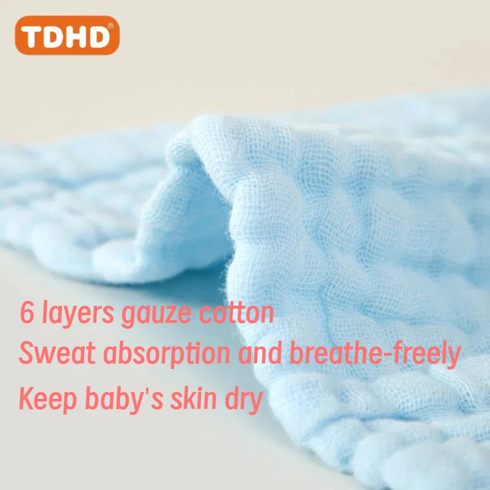 Baby Gauze Saliva Towels 5-Pack Pure Cotton 6-Layer – Absorbent Burp Cloths for Newborns 0-12M - I YAN