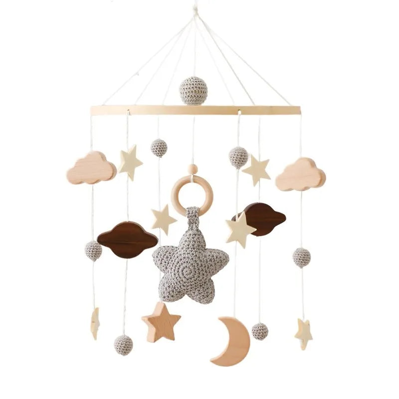 Baby Cloud Crib Mobile with Musical Box – Wooden Rattle Toy for Newborns 0–12M - I YAN