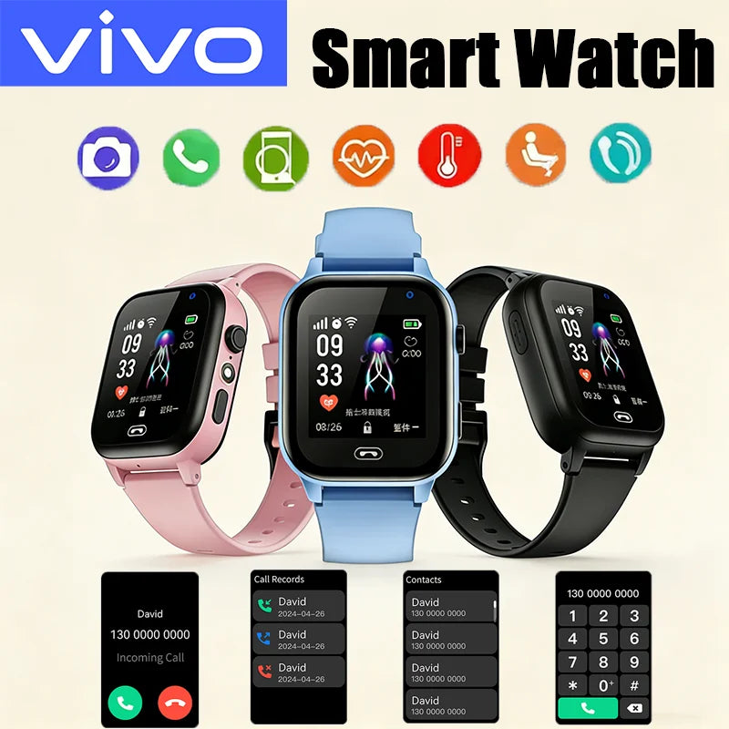 VIVO Mini Kids Phone 4G Smart Watch – 3-in-1 Call SOS Camera Cartoon Watch for Boys & Girls Gift 2026 - I YAN