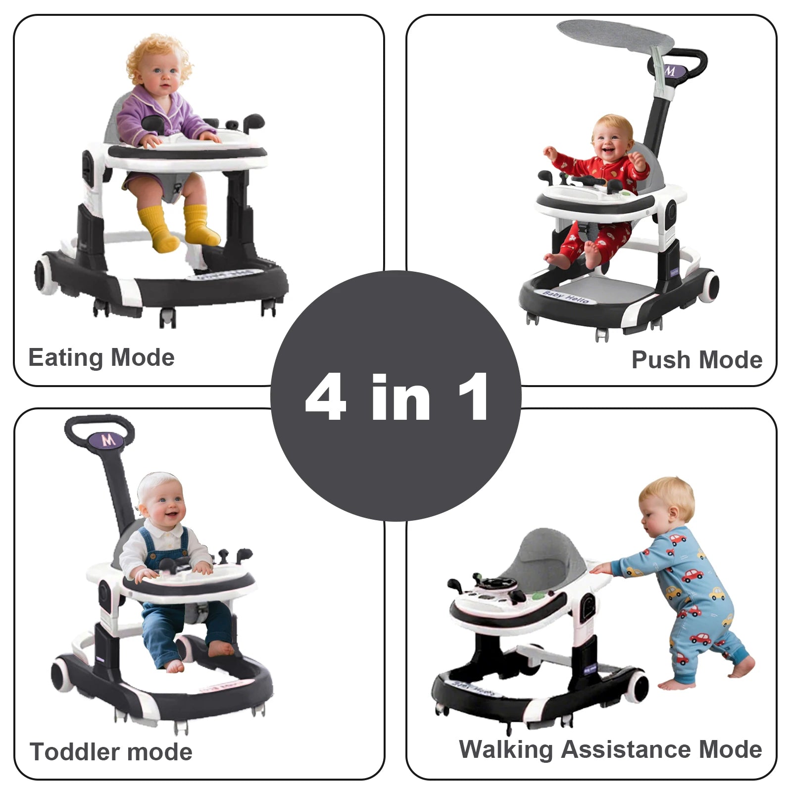 I YAN 5-in-1 baby infant walker with learning toy, anti-rollover design, multifunctional, without batteries, suitable for infants.
