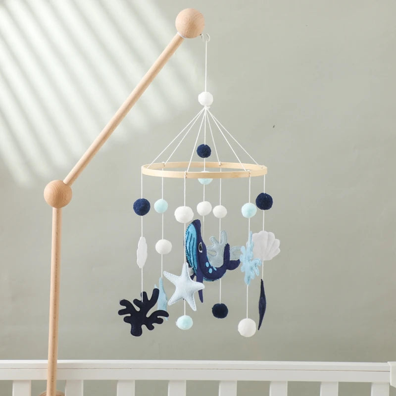 Hot Air Balloon Wooden Baby Crib Mobile – Musical Bed Bell & Rattles for Newborns 0–12M - I YAN
