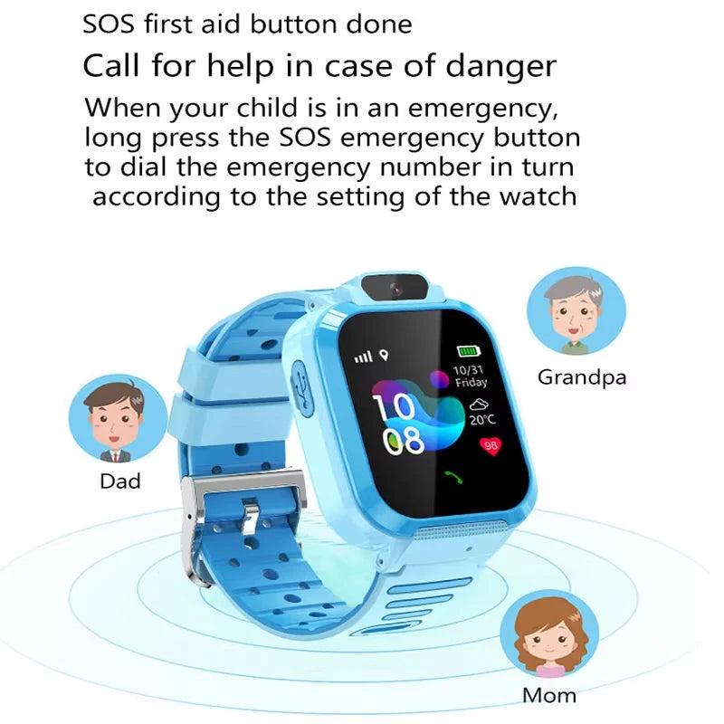 Kids Smart Watch SOS GPS Location Phone Call Sim Card Child Smart Watch Camera Waterproof Upgrade Watch For Kids Gift