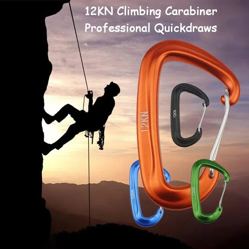 12KN Small Climbing Carabiner D-Shape Mountaineering Buckle Hook Safety Lock Outdoor Camping Hiking Key Chain