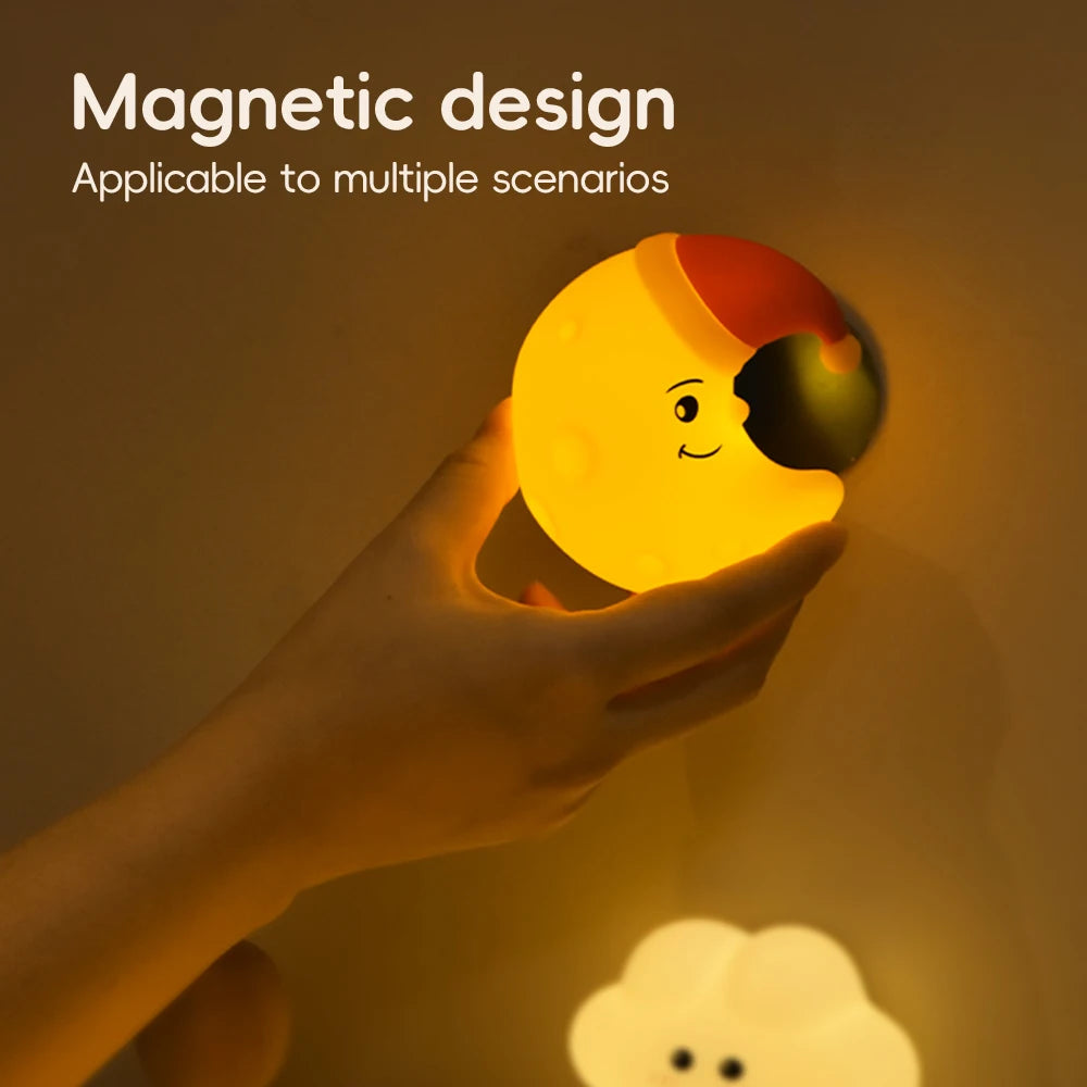 Star Moon Silicone Night Light Touch Sensor Nursery Sleeping Nightlights 3 Level Brightness Wall Light For Kids Chritmas Gift