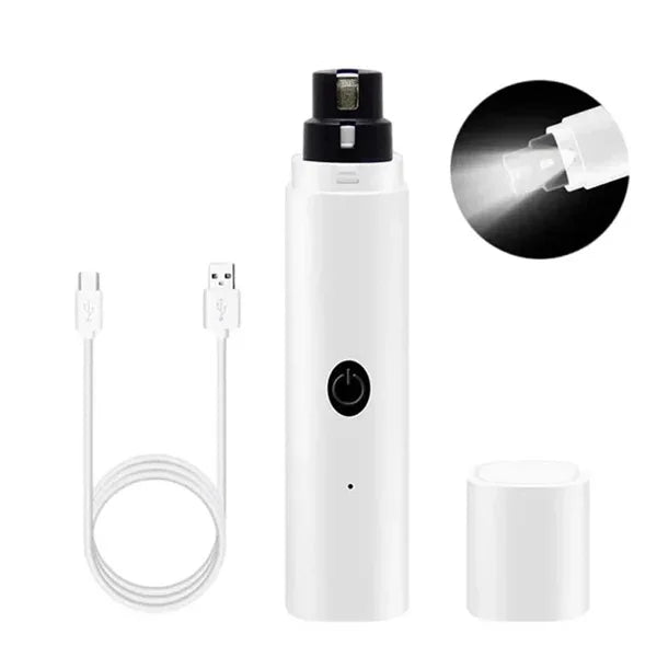 Electric pet nail grinder for dogs and cats by I YAN, quiet rechargeable nail trimmer with LED light and safety guard.