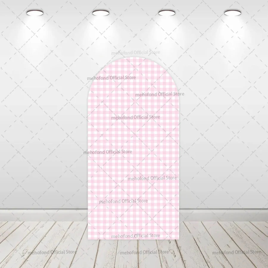 Mehofond Custom 2-Sided One Silly Goose Blue Plaid Kids Birthday Party Baby Shower Cover Chiara Arch Background Decor Backdrop