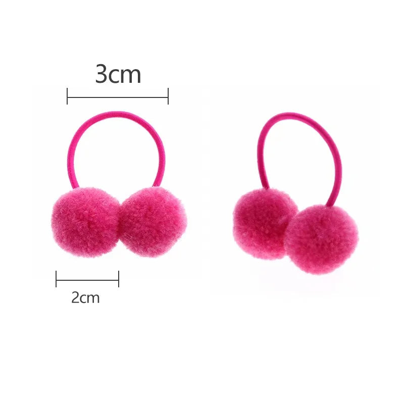 5/10pcs New Dog Double Plush Elastic Solid Hair Ball Pets Grooming Bows for Small Dogs Cat Bows Dog Hair Accessories Wholesale