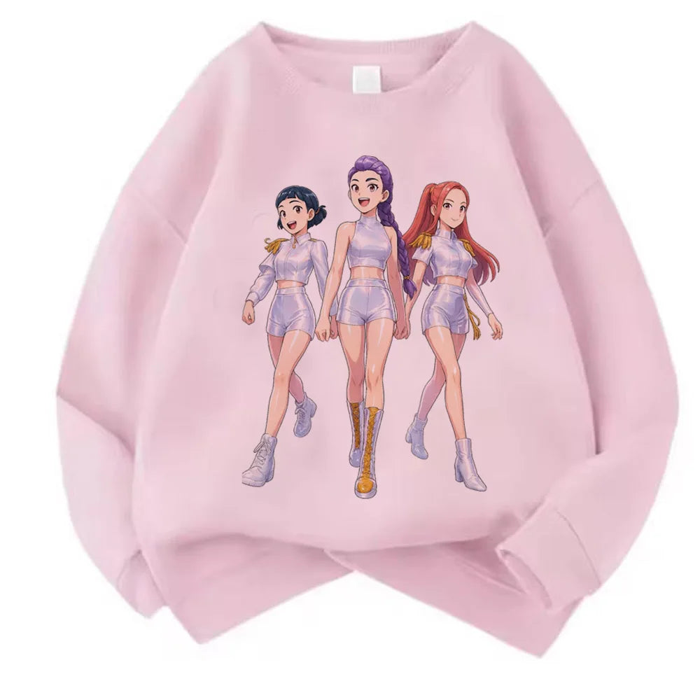 Movie Fans Gift Hoodie Girls Kids Huntrix Kpop Demon Hunters Children's Sweatshirt Cute Tiger Harajuku Hoody for Boys Girls