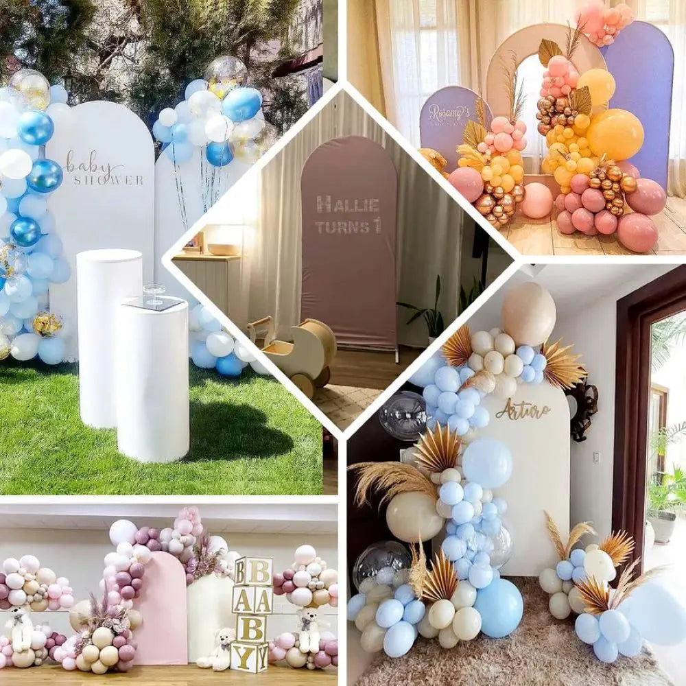 Cartoon big white goose bow arch background customizable baby one-year-old babyshower decorativebackground double-sided printing