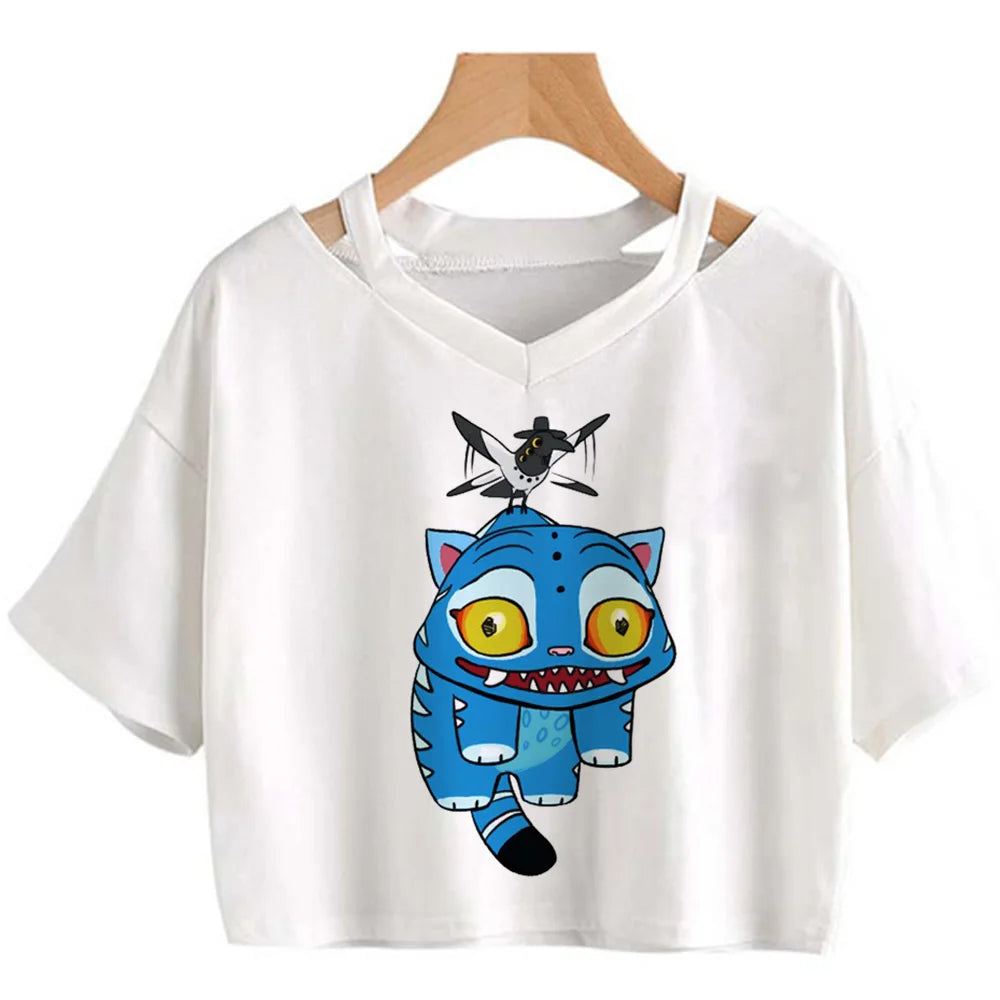 Kpop Demon Hunters Girls O-Neck Casual Women Summer Shirts Crop T-shirt